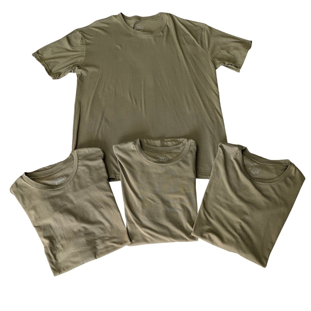 True‎ Classic Mens TShirt Bundle XXL 4 Pack Olive Green Short Sleeve Crew Neck